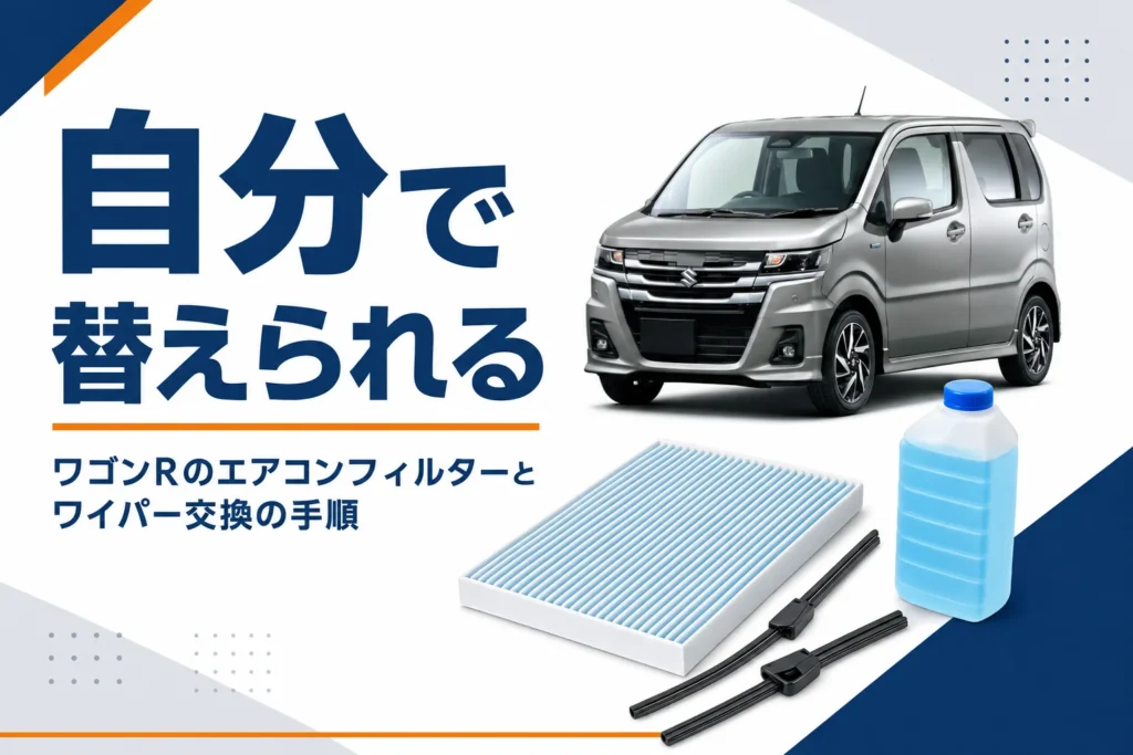 ワゴンRのエアコンフィルターとワイパーの交換を示したアイキャッチ