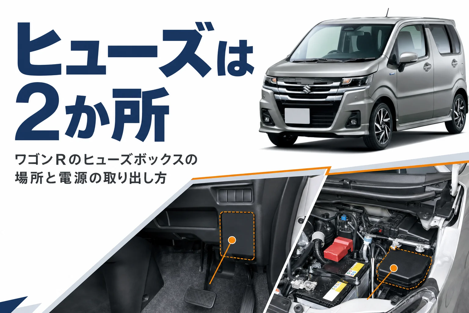 ワゴンRのヒューズボックスの場所を示すイメージ