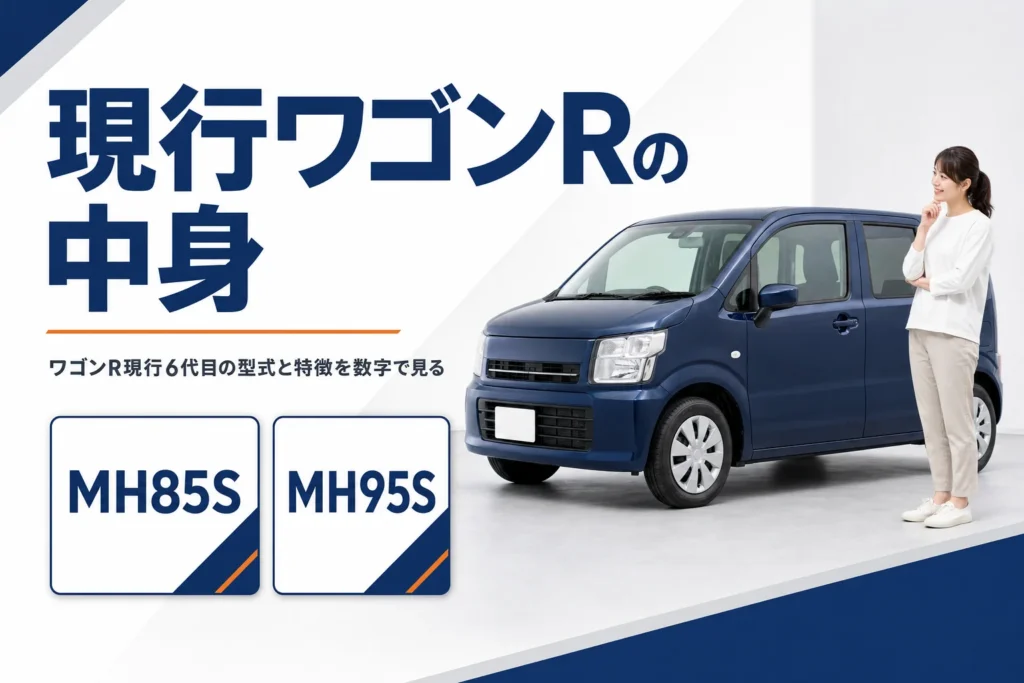 現行ワゴンR6代目の型式MH85SとMH95Sを示したアイキャッチ