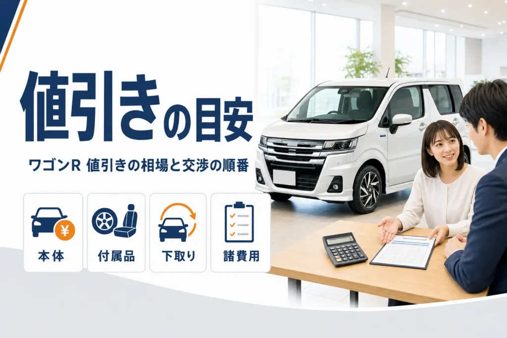 ショールームの軽ハイトワゴンと見積書のイメージ
