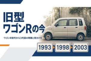 初代から3代目の旧型ワゴンRの特徴と見分け方をまとめたアイキャッチ