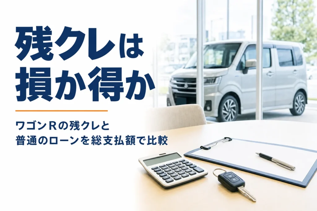 ワゴンRの残クレが損か得かを総支払額で比べる記事のアイキャッチ